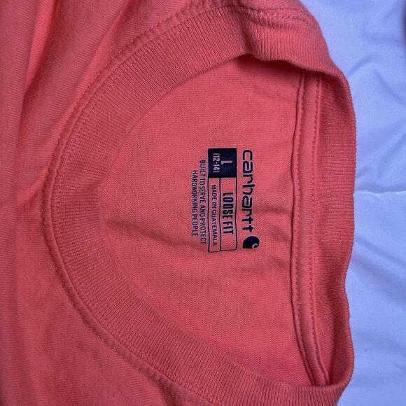 Carhartt Men’s Pocket T-Shirt Size Large L Bright Orange Workwear Tee USA - Picture 3 of 6